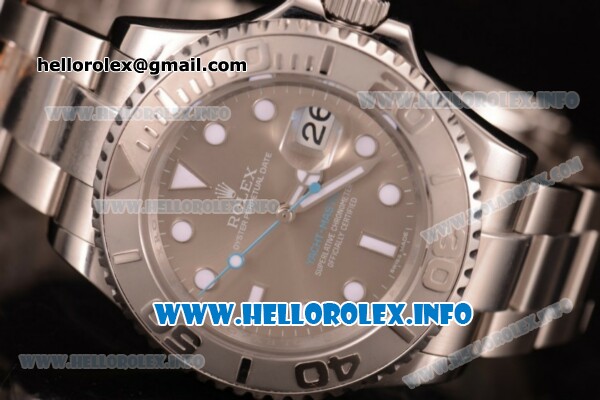 Rolex Yacht-Master 40 Swiss ETA 2836 Automatic Stainless Steel Case/Bracelet with Grey Dial and Dot Markers - Click Image to Close